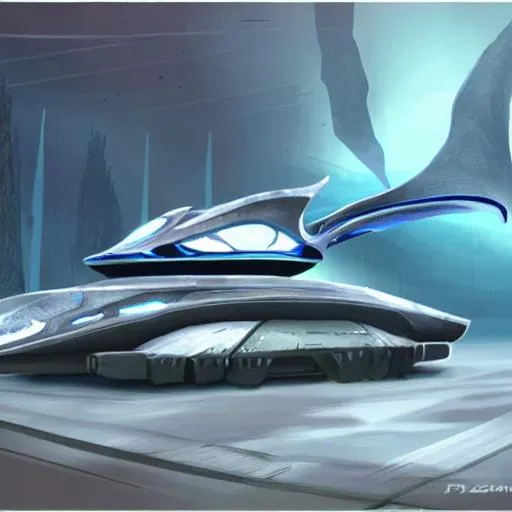 Prompt: concept art of a futuristic manta ray tank