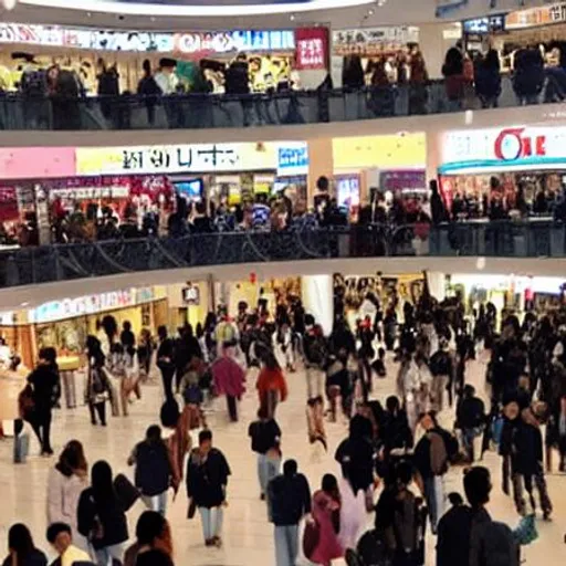 Realistic live footage of Japanese mall crowded | OpenArt