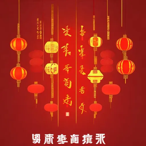 Prompt: Make a poster cover and ask for Chinese red elements，embodies Chinese red lantern elements