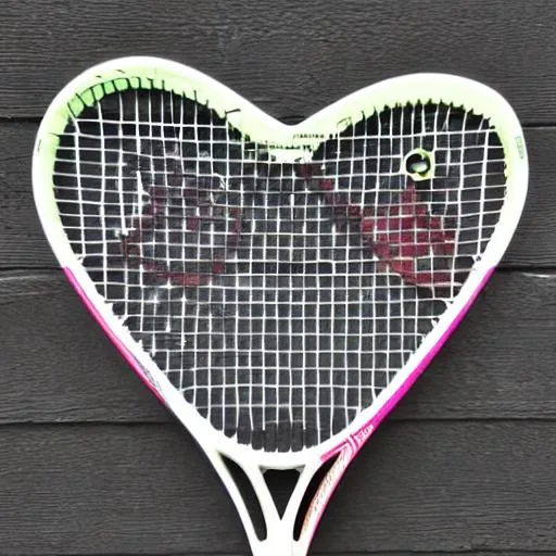 Prompt: heart shaped tennis racquet
