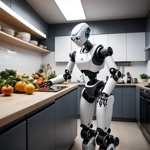 Prompt: A robot working in the kitchen