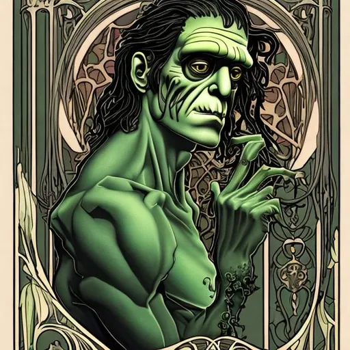 Prompt: Art nouveau Frankenstein 