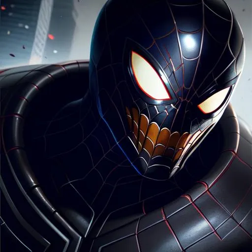 Prompt: Close-up, full portrait of symbiote Venom while fight with spiderman, a black background, fortnite style, professional ominous concept art, by artgerm and greg rutkowski, an intricate, elegant, highly detailed digital painting, concept art, smooth, sharp focus, illustration, in the style of simon stalenhag, wayne barlowe, and igor kieryluk.