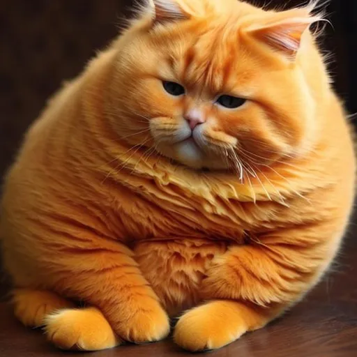 Prompt: Very fat chunky obese overweight big orange cat fluffy, cute, 