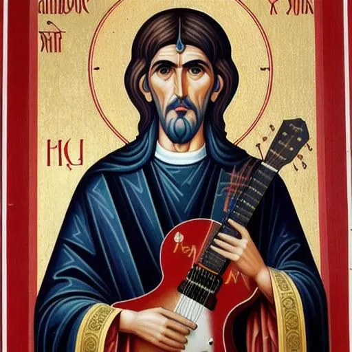 Prompt: George Harrison as a Greek Orthodox Icon 