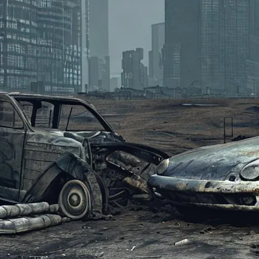 Prompt: dystopian,car,scavenged,wasteland