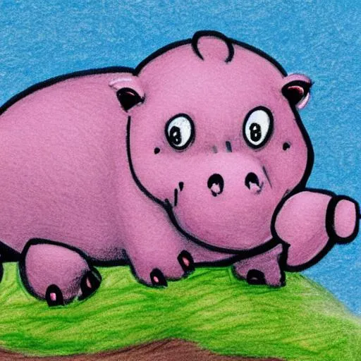 Prompt: cute hippo smiling, child book drawing, trending on artstation