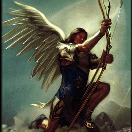 Prompt: Archangel with bow and arrow 