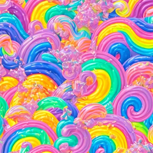 Prompt: Pastel candy in the style of Lisa frank