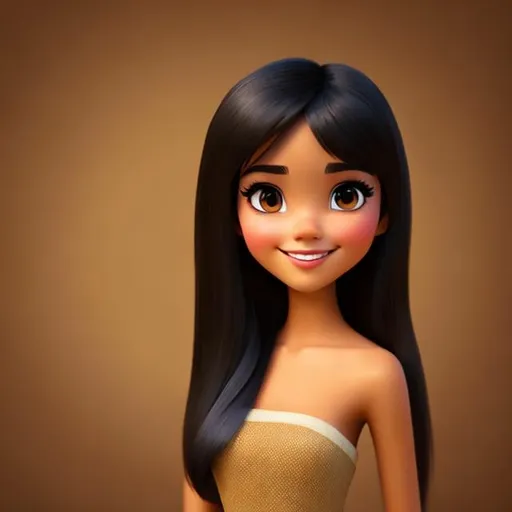 Prompt: Disney, Pixar art style, CGI, mexican girl with long straight black hair, tan, sturdy body, big eyebrow, brown eyes, tomboy style