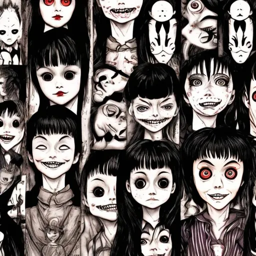 Dolls in the style of junji ito