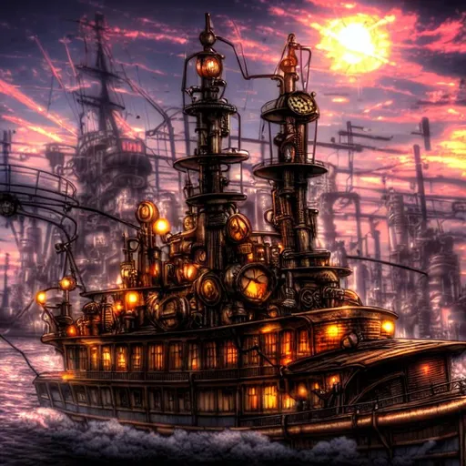 Prompt: steampunk anime village ship 8k HDR
