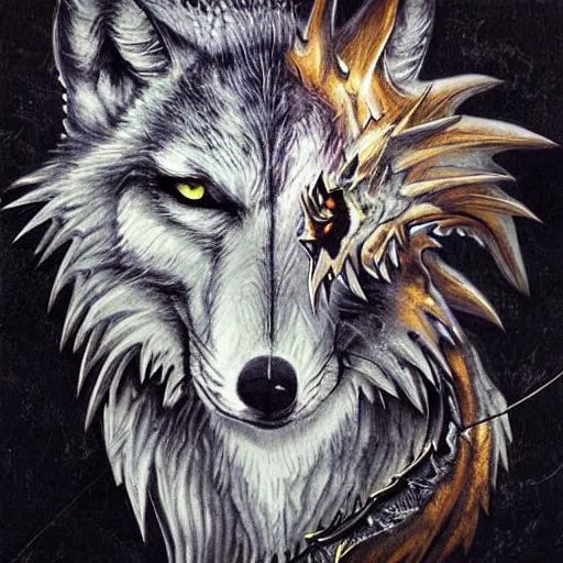 Prompt: wolf dragon