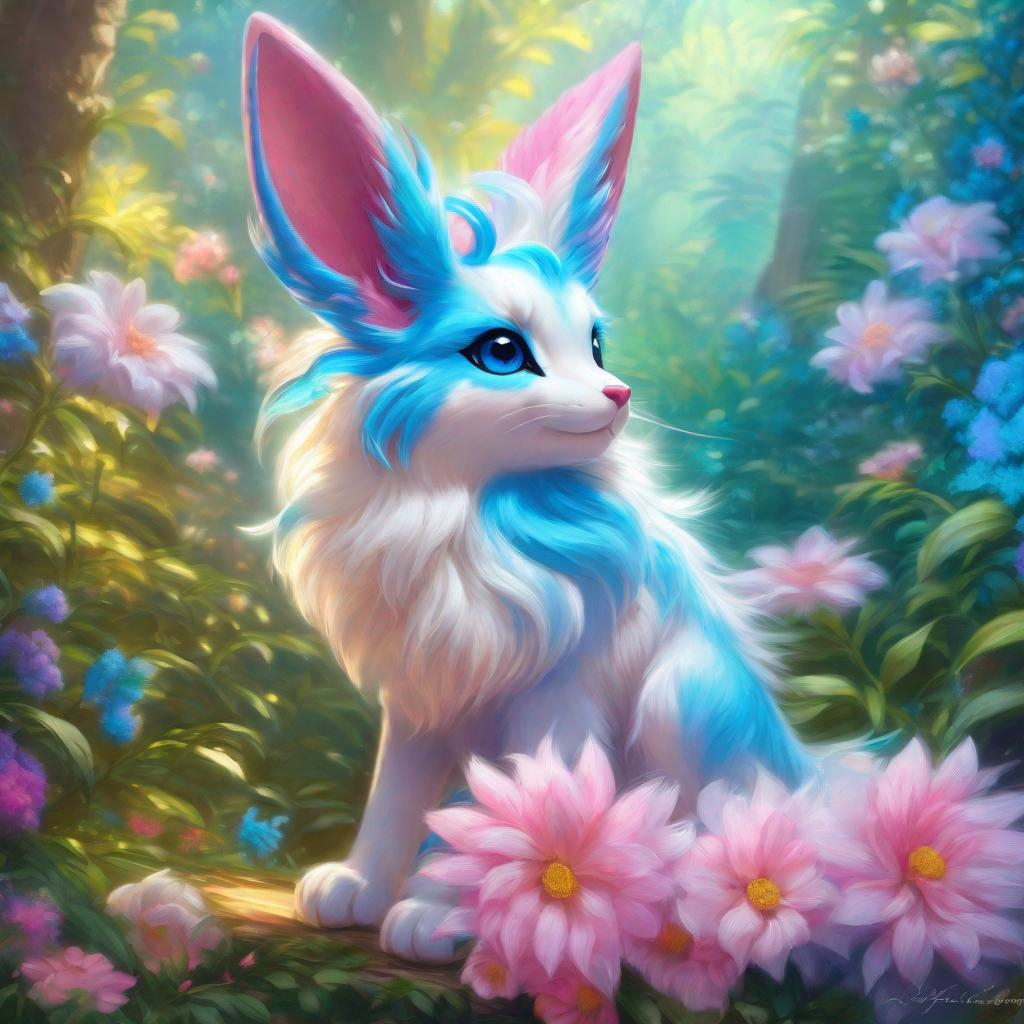 (blue Sylveon), realistic, photograph, fantasy, epic... | OpenArt