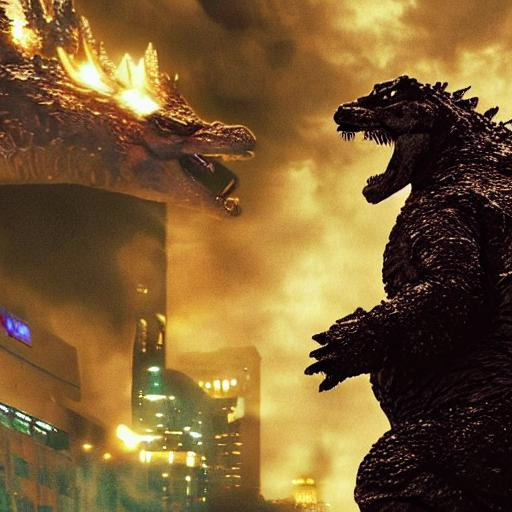 Barney as Godzilla destroying city’s in dragon | OpenArt