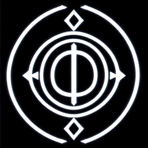 Prompt: black and white, text, magic rune. clean lines, HD, custom, symbol