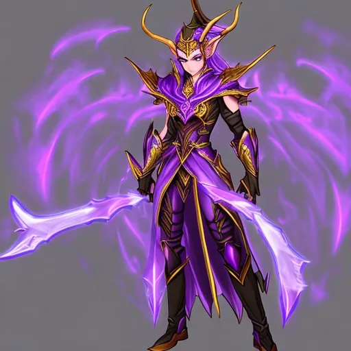 Prompt: High elf fighter purple aura
