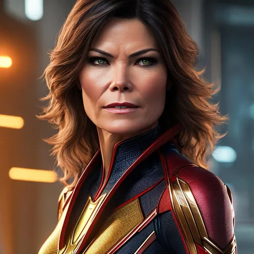 Prompt: High resolution hyperrealistic dynamic image of janet-van-dyne-the-wasp merged with julia-carpenter-spider-woman, symmetrical detailed photorealistic face, highly detailed, cinematic, uhd, hdr, 64k