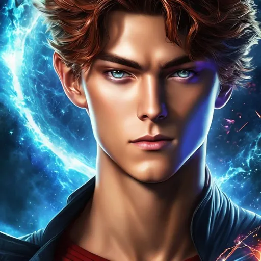 Prompt: High resolution hyperrealistic image of young avenger wiccan merged with x-man ((nate grey)), symmetrical detailed photorealistic face, psionic powers and chaos magic, highly detailed, cinematic, uhd, hdr, 64k