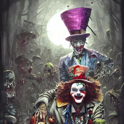 Prompt: clown Zombie mad hatter, detailed intricate ink illustration, dark atmosphere, detailed illustration, hd, 4k, digital art, overdetailed art, concept art, by greg rutkowski, by loish, complementing colors, Trending on artstation, deviantart
Model: Stable Diffusion