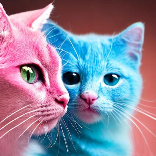 Prompt: a sparkling cyan and pink cat