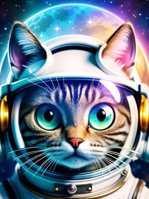 Prompt: in a magical world filled with wonders, an adorable fluffy anthropomorphic astronaut cat with a pair of large ears and large round reflective eyes. This ultra-detailed close-up portrait captured the essence of the cutest astronaut cat ever seen. The portrait was created using oil painting and octane render, giving it a magical and whimsical feel. The image was created in 3D with 8k resolution, making it so detailed that you could see every whisker on the astronaut cat's helmet.

The artist who created this masterpiece was none other than Craig Davison, who collaborated with Alexander Jansson and Peter Paul Rubens to bring this chibi kawaii pirate rabbit to life. The astronaut cat's face was perfect, detailed, and delicate, with its large eyes stealing your heart at first glance.

In this magical world, the pirate donkey loved nothing more than stealing delicious treats, and in this portrait, it was caught red-handed stealing a plate of cheesecake topped with a mountain of strawberries. Although there was no cheesecake with berries in the image, the viewer could imagine how delicious it must have been, as the astronaut cat's mischievous grin suggested it was a treat worth stealing.