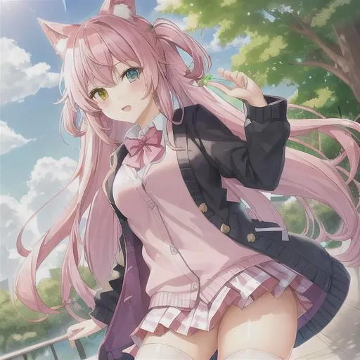 cat girl with pink hair - Playground