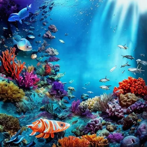 Prompt: under sea,  fade, buffed, beautiful,  bright,   serene, marine life,  seascape, beautiful