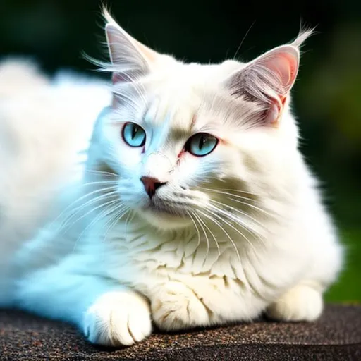 Prompt: A white cat with red eyes