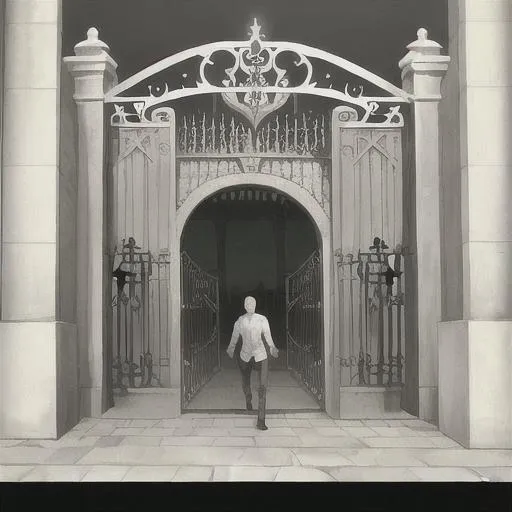 Prompt: Man entering gate