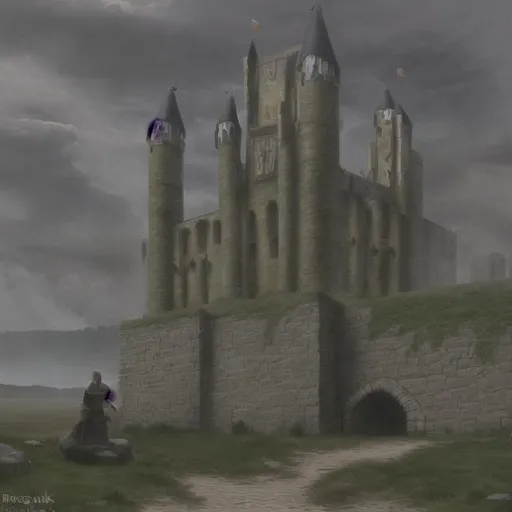 Prompt: medieval big city with stone wall in DeviantArt and artstation style, realistic texture, rpg style, greg rutkouski style