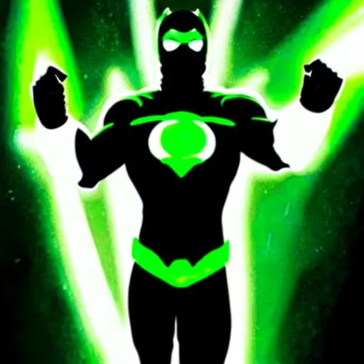 Prompt: Hal Jordan Ryan Reynolds Inspired, Green-Glowing-Cape floating in deep outer-space 