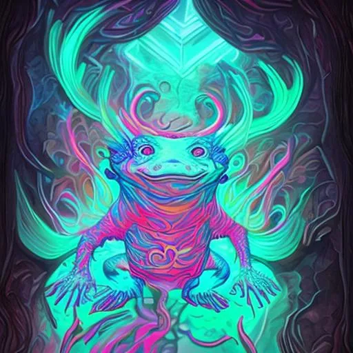 Prompt: neon axolotl god (epic)