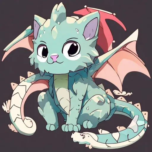 Prompt: Cat mixed with dragon cute