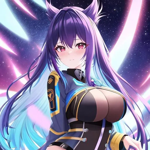 Prompt: Kaida female(Galaxy color hair), 8K, Insane detail, best quality, UHD, Highly detailed, insane detail, high quality. Highschooler, 19