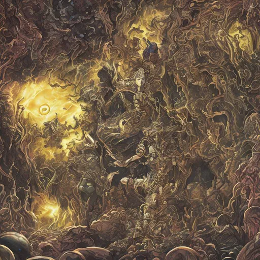 Prompt: Phobos- a deity god or entity associated with fear and panic of dread and terror, horror vibes, dark,  detailed, inspired by eiichiro oda, oda, inspired by one piece anime, 4k