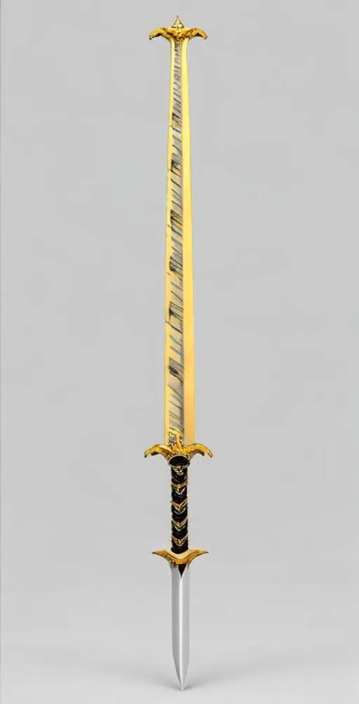 Prompt: golden sword with a black handle