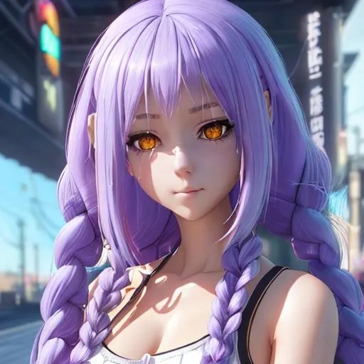Prompt: render as a very beautiful 3d anime girl, hot petite, long braided golden hair, golden eyes, full round face, casual clothes, short smile, cinematic lightning, medium shot, mid-shot, highly detailed, trending on Artstation, Unreal Engine 4k, cinematic wallpaper, A cute young real life 3D anime girl with long blueish lavender hair, wearing a white soccer uniform with shorts, soccer ball against her foot, sitting on one knee in a large grassy green field, shining golden hour, she has detailed black and purple anime eyes, extremely detailed cute anime girl face, she is happy, child like, kid, black anime pupils in her eyes, Haruhi Suzumiya, Umineko, Lucky Star, K-On, Kyoto Animation, she is smiling and happy, tons of details, sitting on one knee on the grass, chibi style, extremely cute, she is smiling and excited, her tiny hands are on her thighs, she has a cute expressive face
