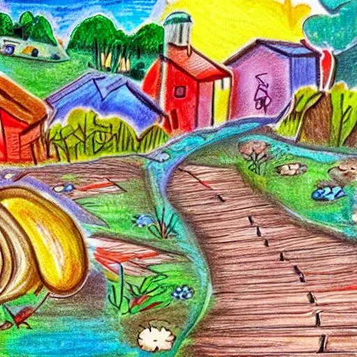 How to Draw Village Scenery With Hut Step by Step || Easy Village Scenery  Drawing With Oil Pastel - YouTube