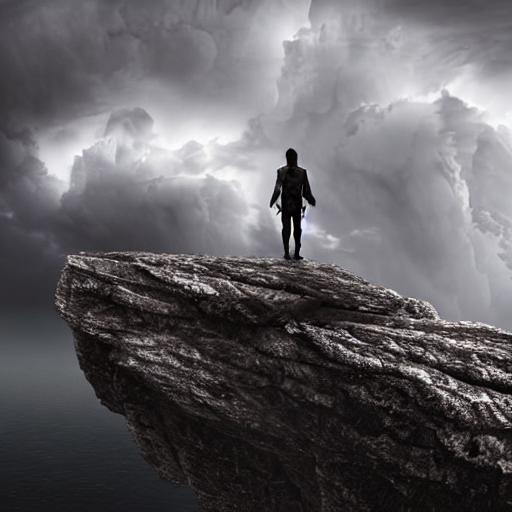 a dark warrior standing at the edge of a cliff 4k hy... | OpenArt