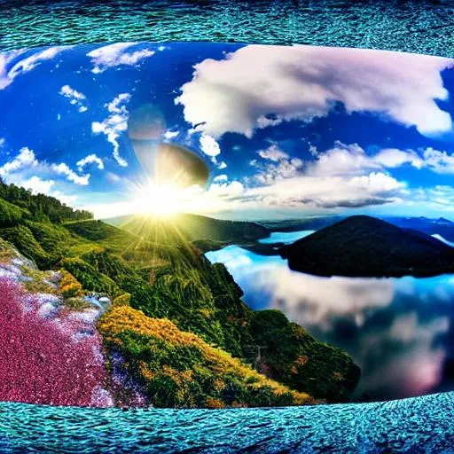 Prompt: long shot scenic professional photograph of {scenery}, perfect viewpoint, highly detailed, wide-angle lens, hyper realistic, with dramatic sky, polarizing filter, natural lighting, vivid colors, everything in sharp focus, HDR, UHD, 128K , width, outer-space,  dramatic,  fisheye lens