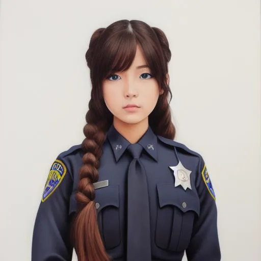 Prompt: illustration photographic, masterpiece best quality hyperdetailed ultra realistic oil painting pastel mix flat color pencil sketch 2D 1 anime Girl wearing Colorado Police Department Uniform, ultra realistic appearance, american, determined, weak, bitter, cute, best quality, masterpiece, highly detailed prision background,

best quality, masterpiece, highly detailed face,

best quality, masterpiece, highly detailed skin,

strong fluidity ultra hard fluid sand canvas ultra hard texture thin stray hairs, detailed eyes, standing upright, 

moonshine light, cinematic light, back light, natural light, vibrant, symmetrical, head light, highly detailed light reflection, iridescent light reflection, beautiful shading, glittering, precise brush strokes, precise brush outlines, precise pencil strokes, precise pencil outlines, impressionist painting, blue and yellow glowing light, blue and yellow glowing, 

volumetric lighting maximalist photo illustration 64k, resolution high res intricately detailed complex, album cover art, clean art, flat color art, 2D illustration art, 2D vector art, digital art, limited pallete, illustration, key visual, hyperdetailed precise lineart, panoramic, cinematic, masterfully crafted, 64k resolution, beautiful, stunning, ultra detailed, expressive, hypermaximalist, colorful, vintage show promotional poster, anime art, brush strokes, digital oil painting,


