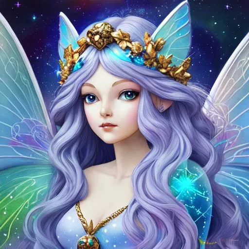 Prompt: fairy goddess of the cosmos ,closeup