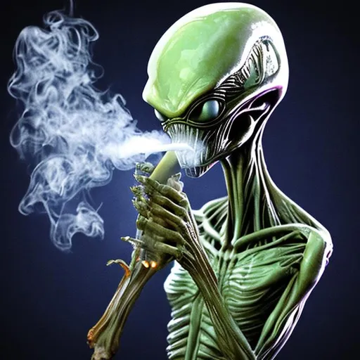 Prompt: Alien smoking from a meth pipe

