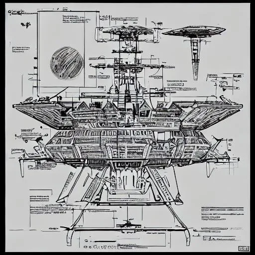 Prompt: space ship schematics