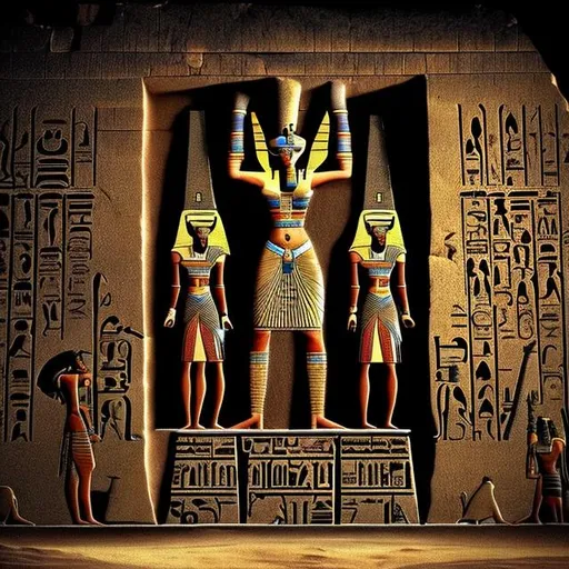 Prompt: ancient egypt, dark, pyramid, osiris