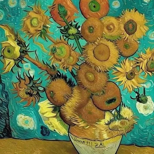 Prompt: van gogh da vinci flowers