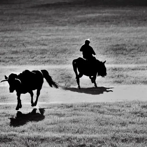 Prompt: people herding cattle on horses with dog sketch simple black and white

