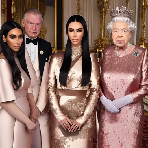 Prompt: Queen Elizabeth 
Andrew Tate
Kim kardashian
