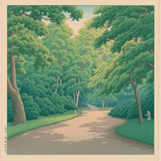 Prompt: (Arnold Arboretum), vibrant foliage, lush greenery, serene pathways, tranquil atmosphere, warm sunlight filtering through leaves, beautiful variety of trees, intricate plant details, peaceful scene, springtime bloom, ultra-detailed, high quality, cinematic depth, inviting setting for relaxation, botanical diversity, immersive natural environment, Boston landscape.